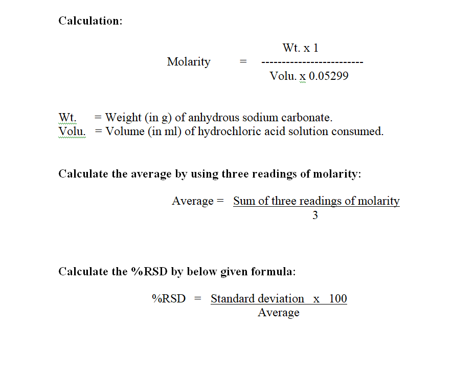 Sop For Preparation And Standardization Of 1 M Hydrochloric Acid ...