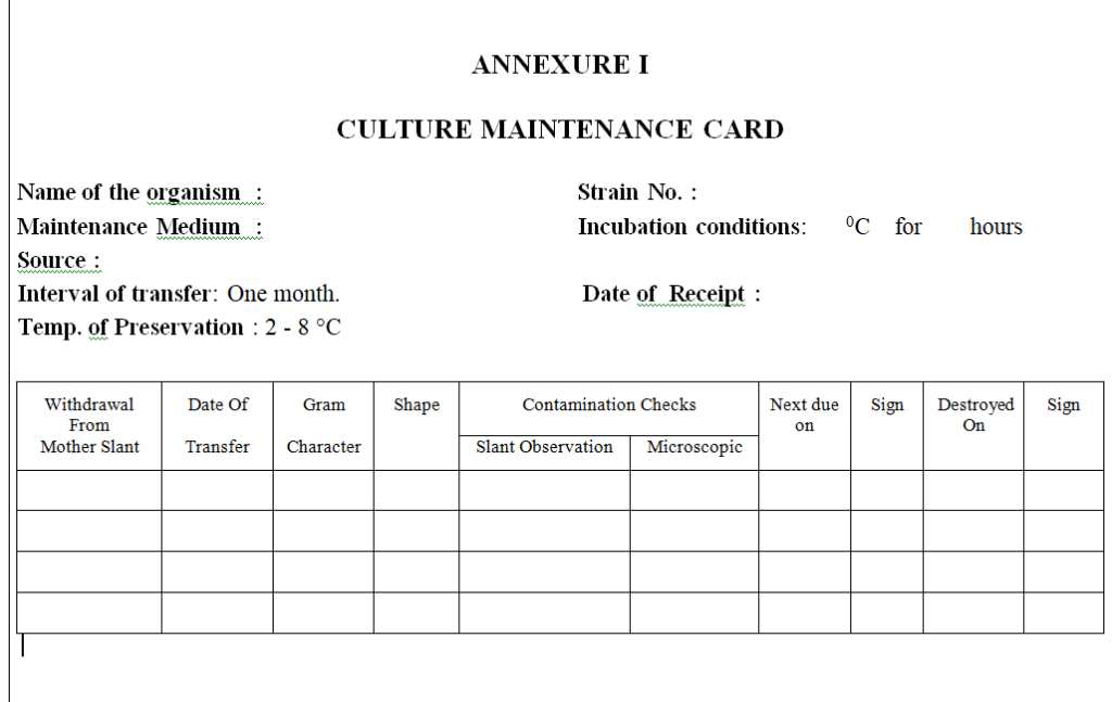 Sop For Maintenance Of Cultures Pharma Dekho