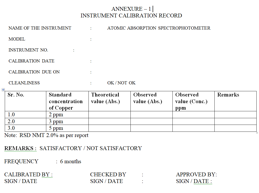 sop for Operation and calibration of atomic absorption spectrophotometer Pharma Dekho