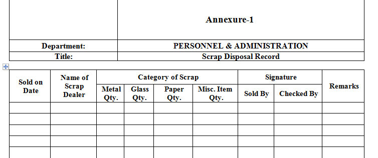 Secrap Form sop for Disposal of Scrap - Pharma Dekho